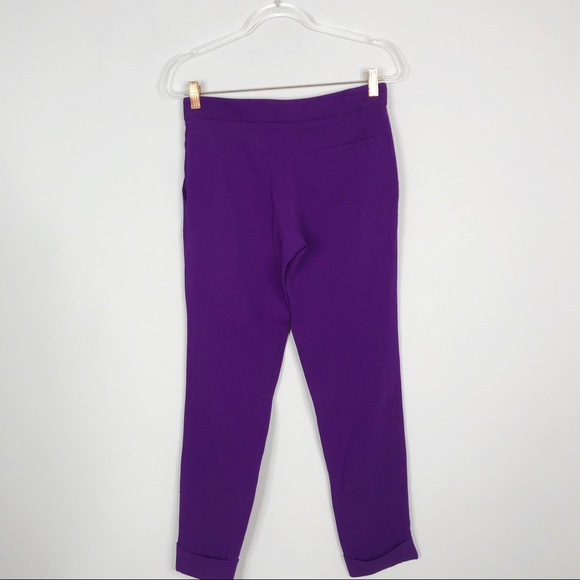 Stella McCartney Size 38 US 0 Slim Cropped Trousers Bright Purple Cuffed Bottom - Picture 2 of 13